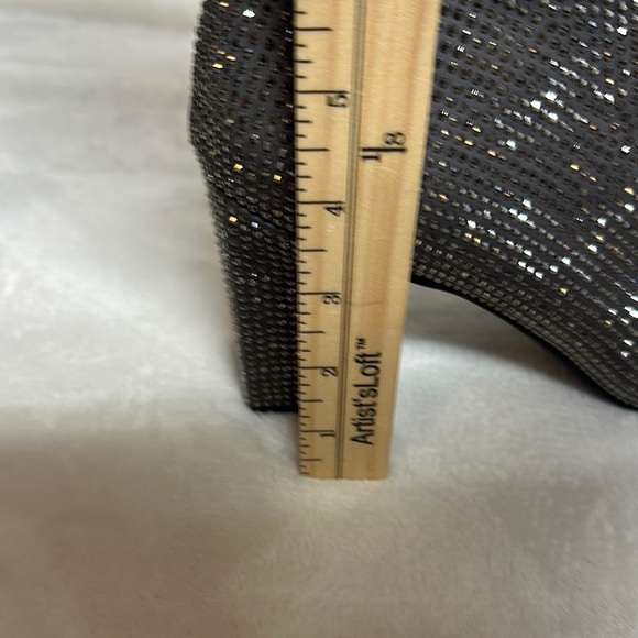 A New Day Silver Gunmetal Grey Ankle Booties with Block Heel and Rhinestones - Picture 11 of 16